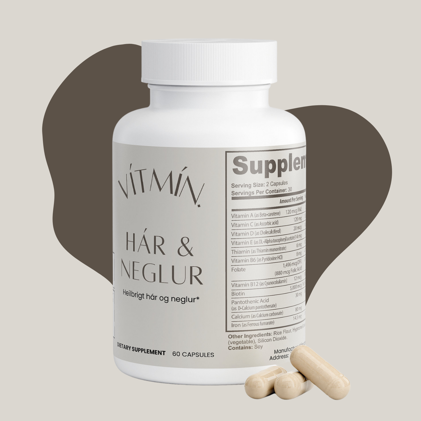 Hárvítamín fyrir hár og neglur – Hár & Neglur með vítamínum, biotín og náttúrulegum steinefnum
