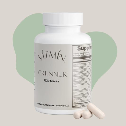 Grunnur fjölvítamín fyrir konur á Íslandi – náttúrulegt val fyrir daglega heilsu og vellíðan.