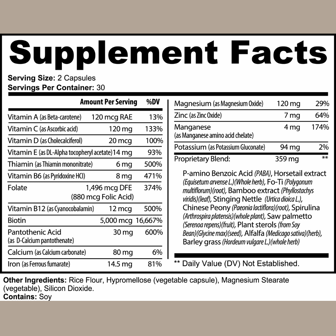 Hár & Neglur vítamín – vandað bætiefni til að styðja hárvöxt, sterkari neglur, heilbrigða húð og fallegt útlit.