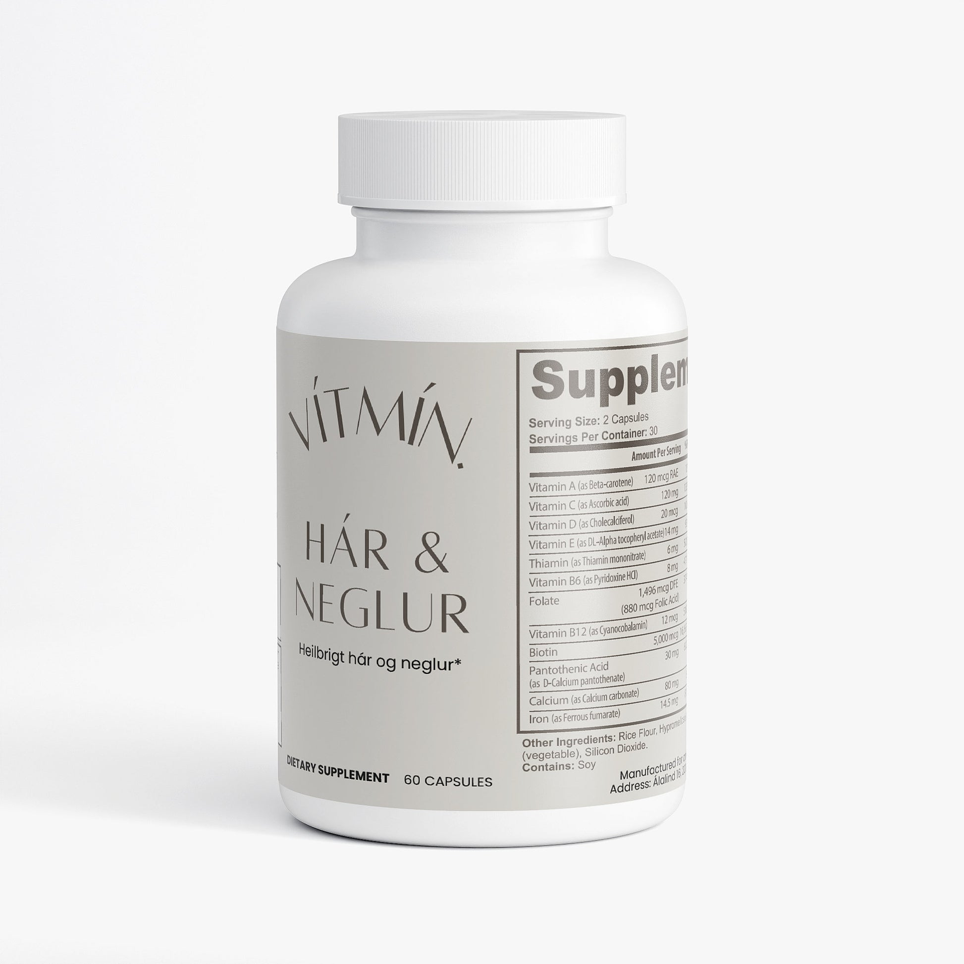 Hár & Neglur vítamín fyrir konur – styrkir hárvöxt, sterkar neglur, heilbrigð húð með Biotin og steinefnum.