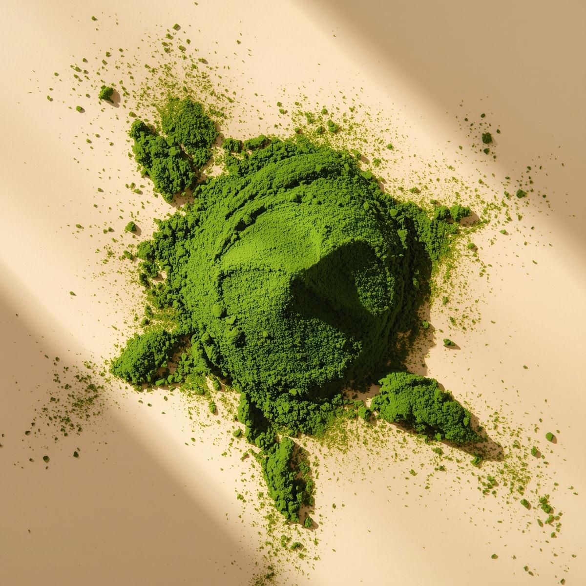 spirulina er flokkað sem ofurfæða hér er mynd af grænu dufti eins og spirulina duft